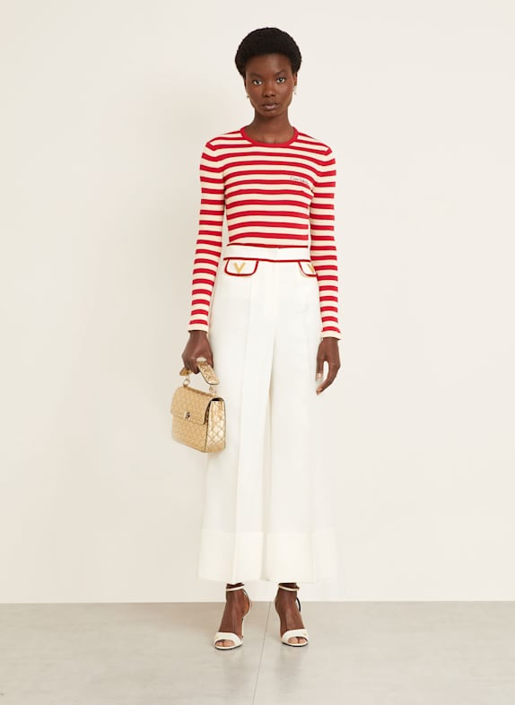 VALENTINO trui CRÈME / DONKERROOD