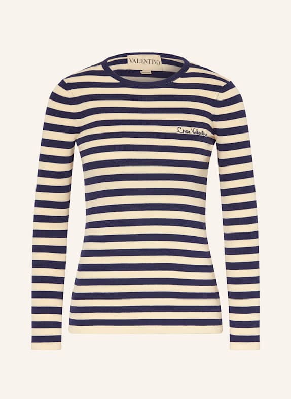 VALENTINO Sweater BEIGE/ DARK BLUE