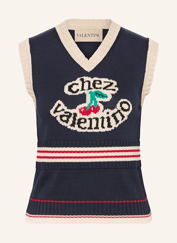 VALENTINO Sweater vest DARK BLUE/ ECRU/ RED