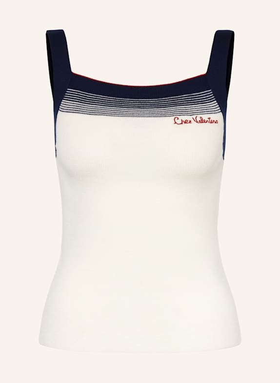 VALENTINO Knit top ECRU/ DARK BLUE