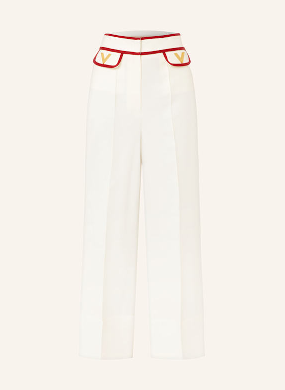 VALENTINO Wide leg trousers with silk WHITE