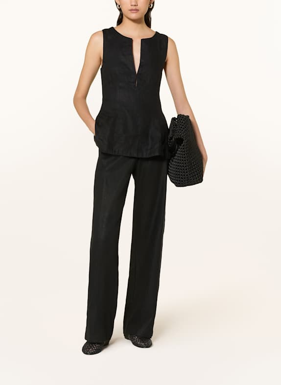 FAITHFULL THE BRAND SANNE linen wide leg trousers BLACK