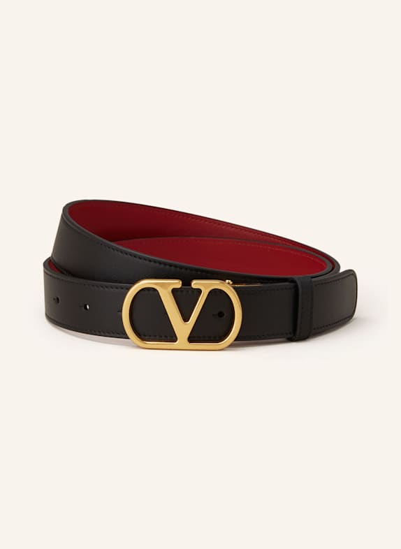 VALENTINO GARAVANI Reversible leather belt BLACK/ RED