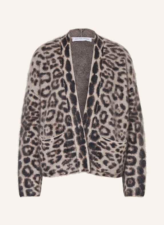 IRIS von ARNIM Knit cardigan CECYLIA made of cashmere LIGHT GRAY / BLACK / BROWN