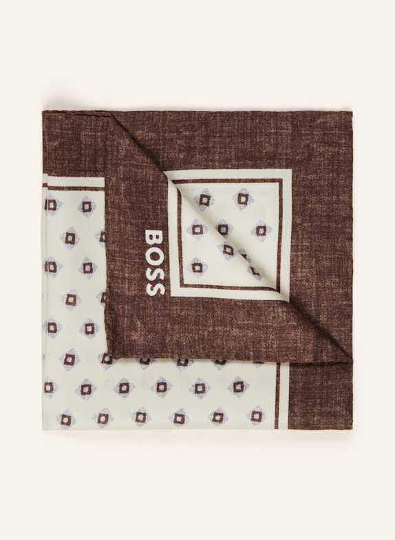 BOSS Einstecktuch DUNKELBRAUN/ ECRU/ HELLBLAU