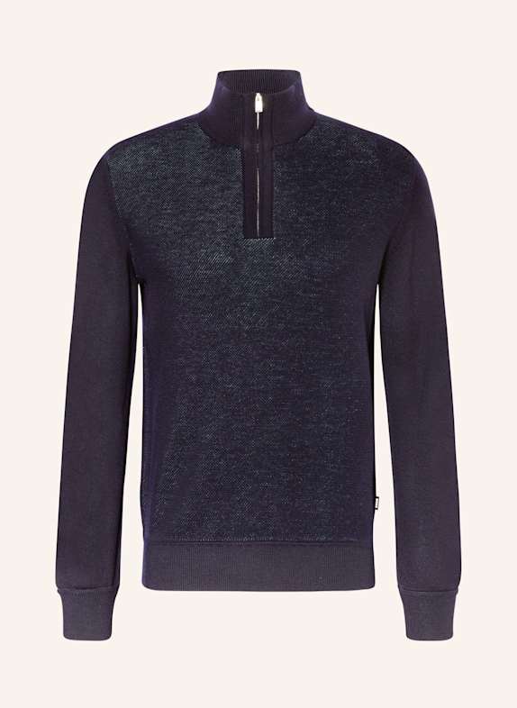BOSS Sweter typu troyer ILLARIO GRANATOWY