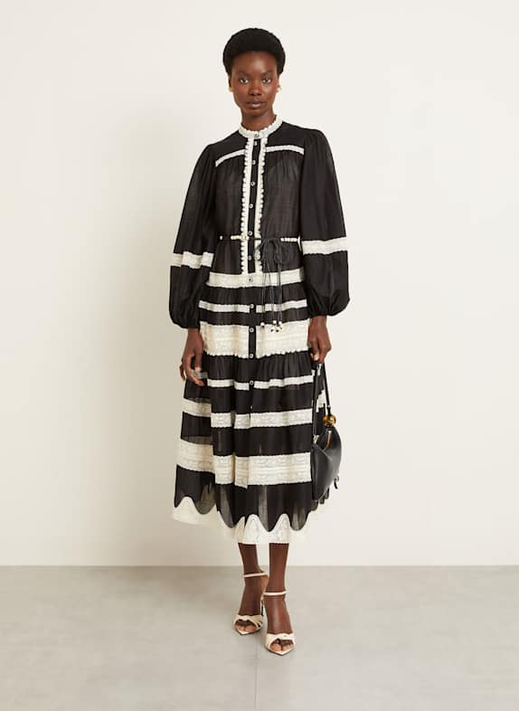 ZIMMERMANN Kleid RHIANNON SCHWARZ/ CREME