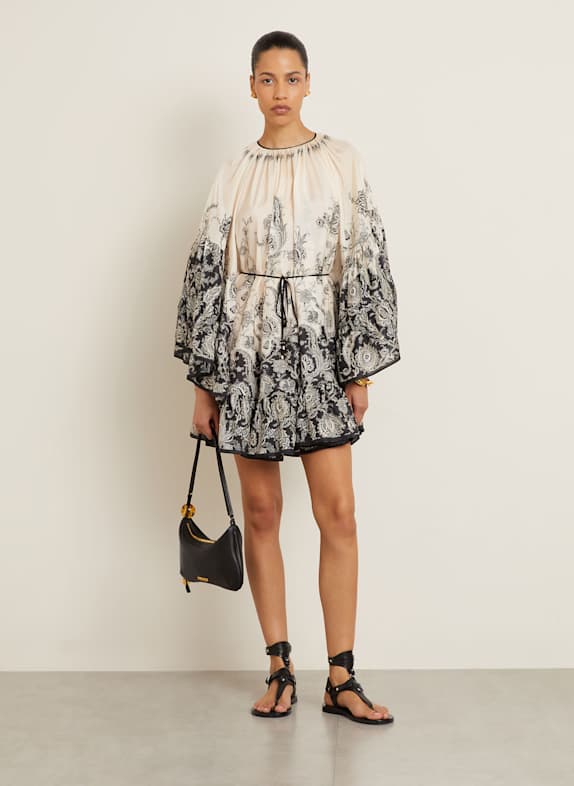ZIMMERMANN Seidenkleid RHIANNON ECRU/ SCHWARZ
