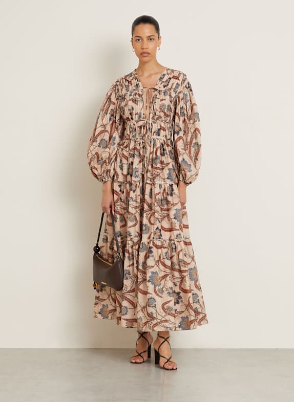 ZIMMERMANN Kleid ASENSION BEIGE/ BLAU/ BRAUN
