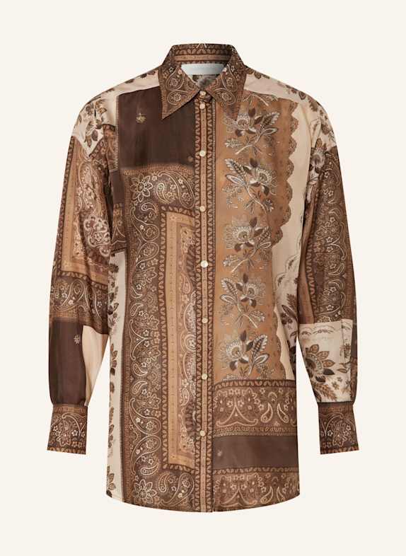 ZIMMERMANN Shirt blouse LUCKY in silk CAMEL/ BROWN/ ECRU