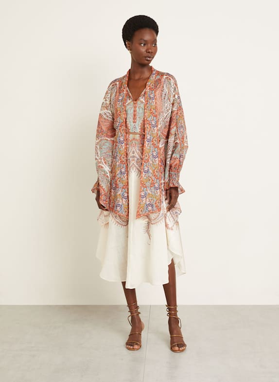 ZIMMERMANN Schluppenkleid RHIANNON CREME/ LACHS/ HELLGRÜN
