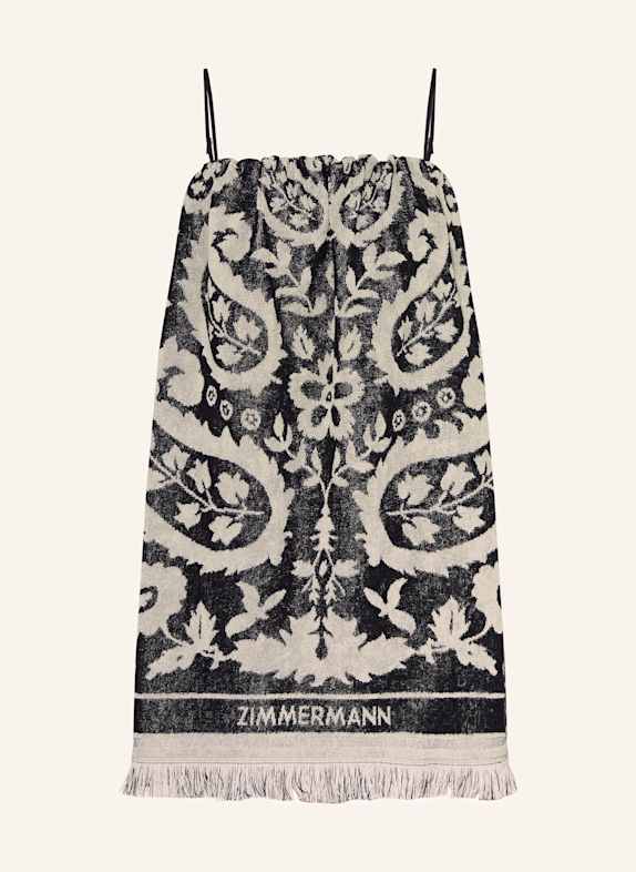 ZIMMERMANN Off-Shoulder-Kleid RHIANNON aus Frottee SCHWARZ/ CREME