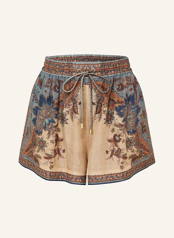 ZIMMERMANN Silk shorts ASCENSION BROWN/ BLUE GRAY/ CREAM