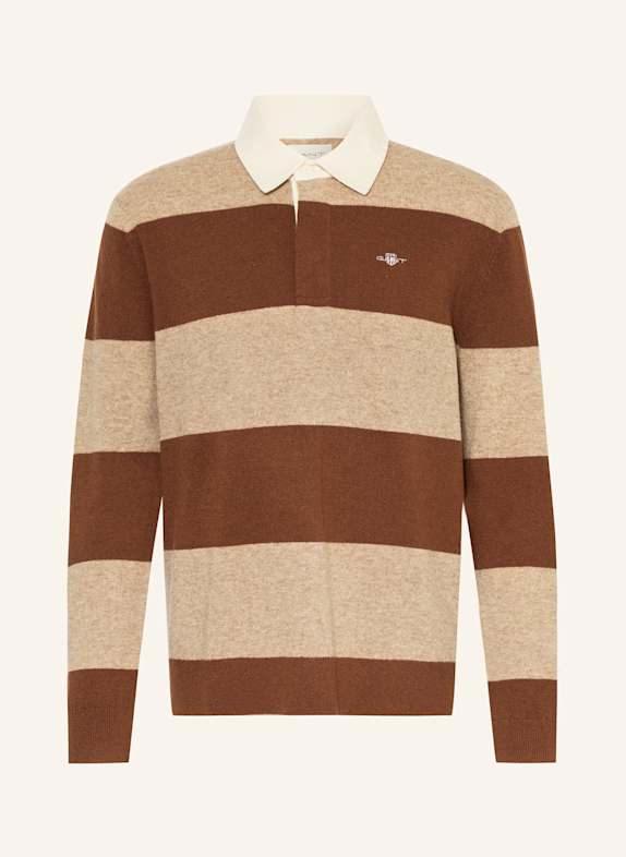 GANT Strick-Rugbyshirt HELLBRAUN / BRAUN