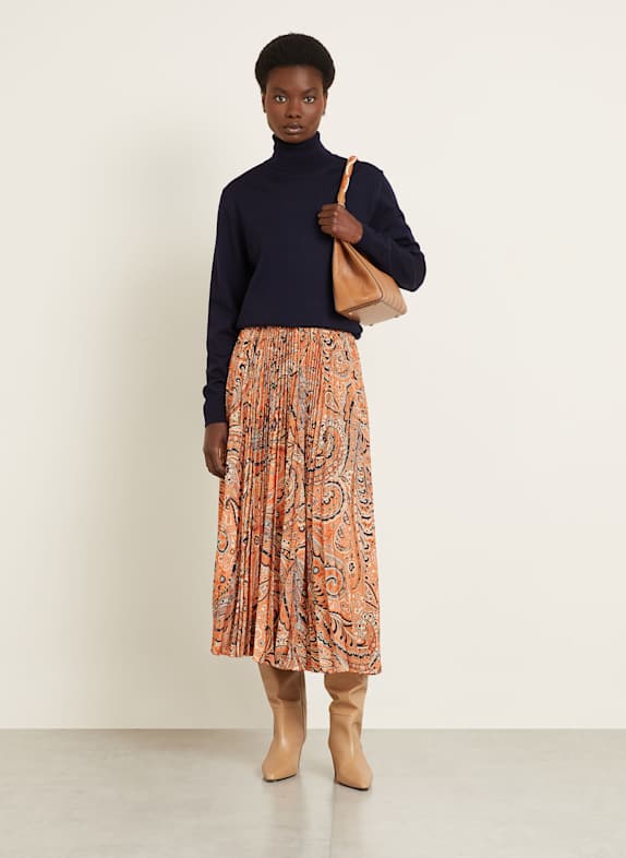 ETRO Plooirok ZALM / DONKERBLAUW / CRÈME