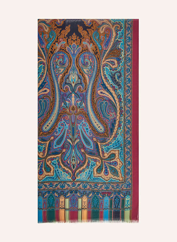 ETRO Seidenschal FUCHSIA/ TÜRKIS/ HELLBRAUN