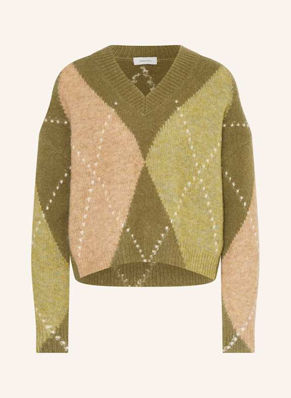 darling harbour Pullover mit Mohair und Glitzergarn OLIVE / SAND
