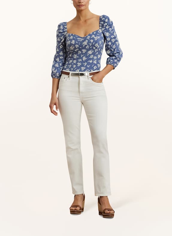 LAUREN RALPH LAUREN Blusenshirt mit 3/4-Arm BLAU / WEISS