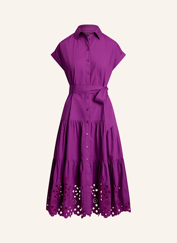LAUREN RALPH LAUREN Hemdblusenkleid mit Lochspitze LILA
