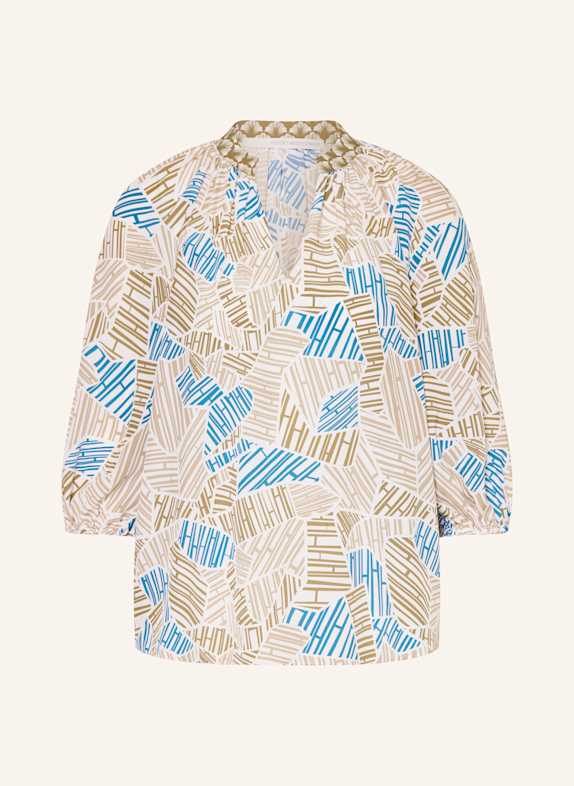 HERZEN'S ANGELEGENHEIT Blusenshirt aus Seide mit 3/4-Arm KHAKI/ WEISS/ BLAU