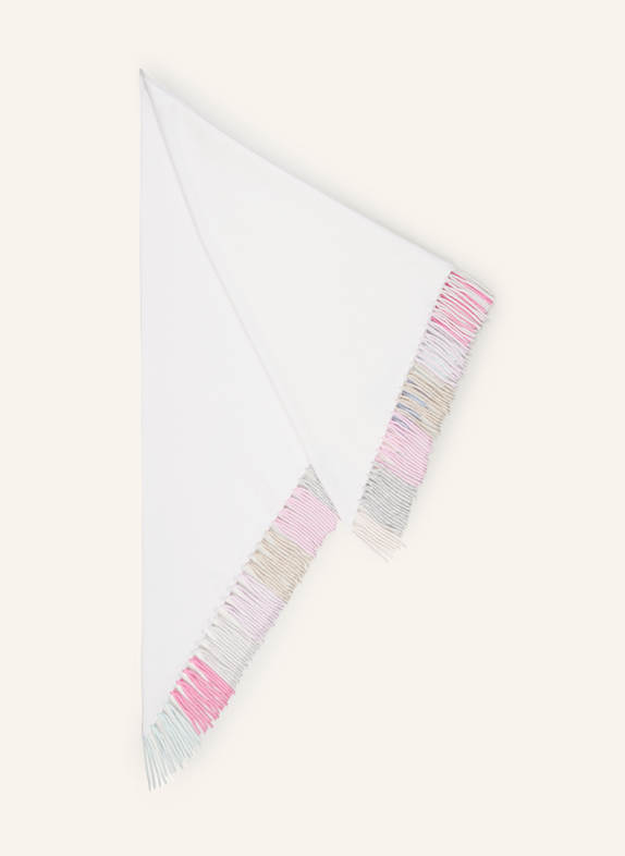 HERZEN'S ANGELEGENHEIT Triangular scarf with cashmere WHITE/ BLUE/ PINK