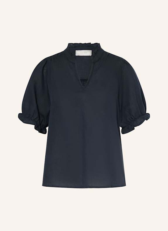 NEO NOIR Blusenshirt ODESA aus Leinen mit Rüschen DUNKELBLAU