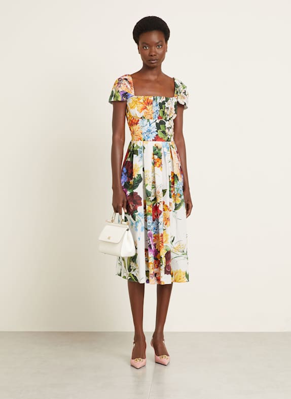 DOLCE & GABBANA Cocktailkleid WEISS/ GRÜN/ LILA