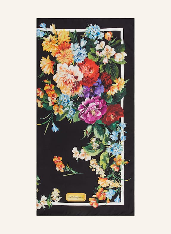 DOLCE & GABBANA Silk scarf BLACK/ ORANGE/ LIGHT GREEN