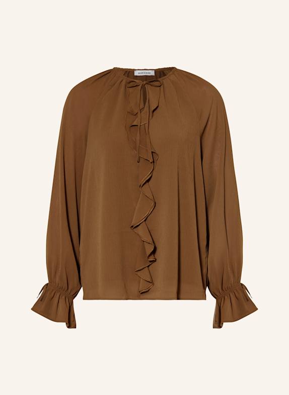 MORE & MORE Shirt blouse with frills BROWN