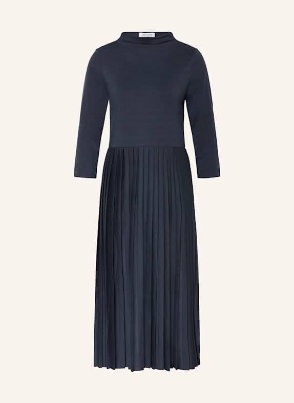 MORE & MORE Jerseykleid mit 3/4-Arm und Plissees DUNKELBLAU