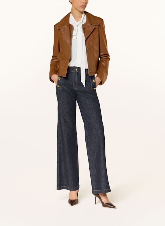 LUISA CERANO Lederjacke mit Blende BRAUN