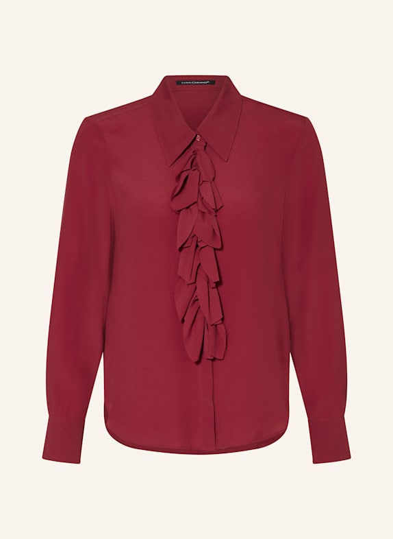 LUISA CERANO Hemdbluse mit Seide und Rüschen DUNKELROT