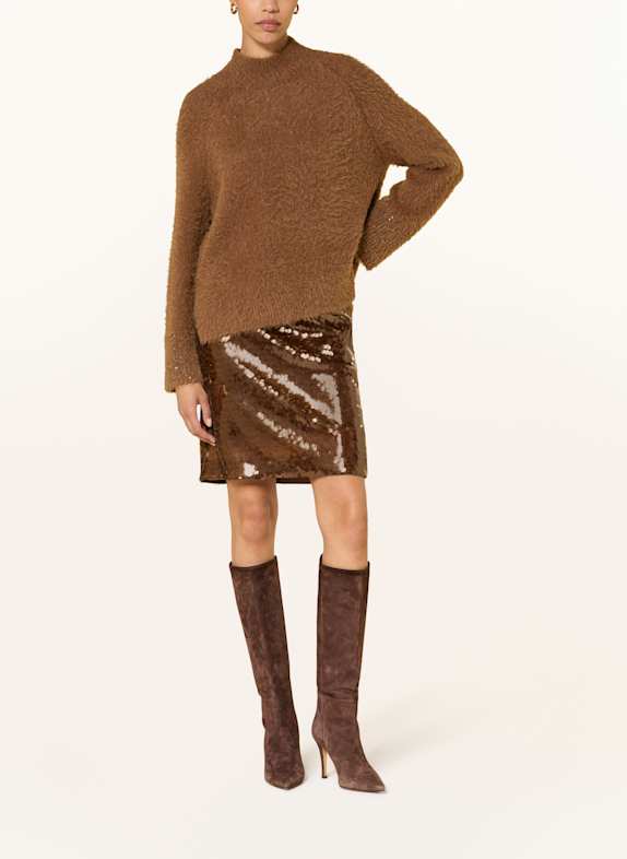 LUISA CERANO Rok met pailletten BRUIN