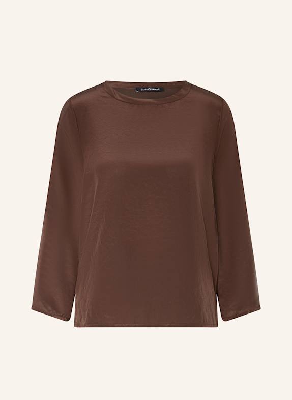 LUISA CERANO Blusenshirt aus Satin mit 3/4-Arm DUNKELBRAUN