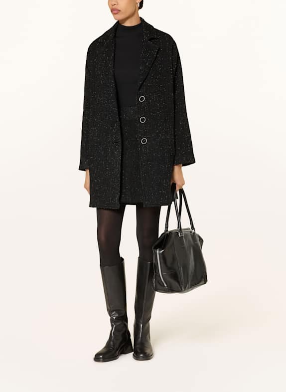 SEM PER LEI Wickelrock aus Bouclé mit Glitzergarn SCHWARZ