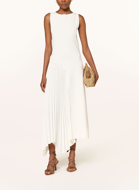 TED BAKER Knit dress AZZINA in mixed materials with pleats ECRU