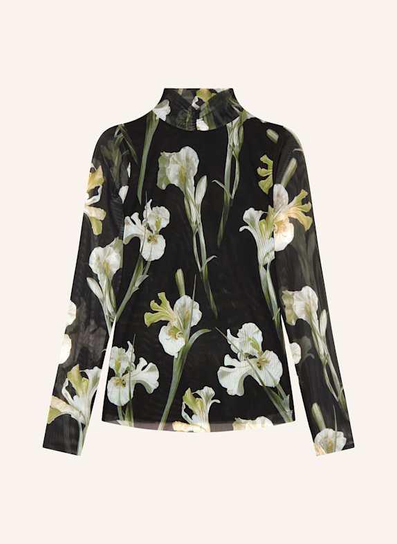 TED BAKER Longsleeve FIAAHH aus Mesh SCHWARZ/ GRÜN/ WEISS