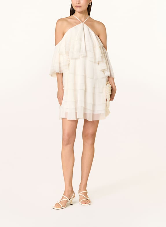 TED BAKER Cold-Shoulder-Kleid EZELLE mit Volants ECRU