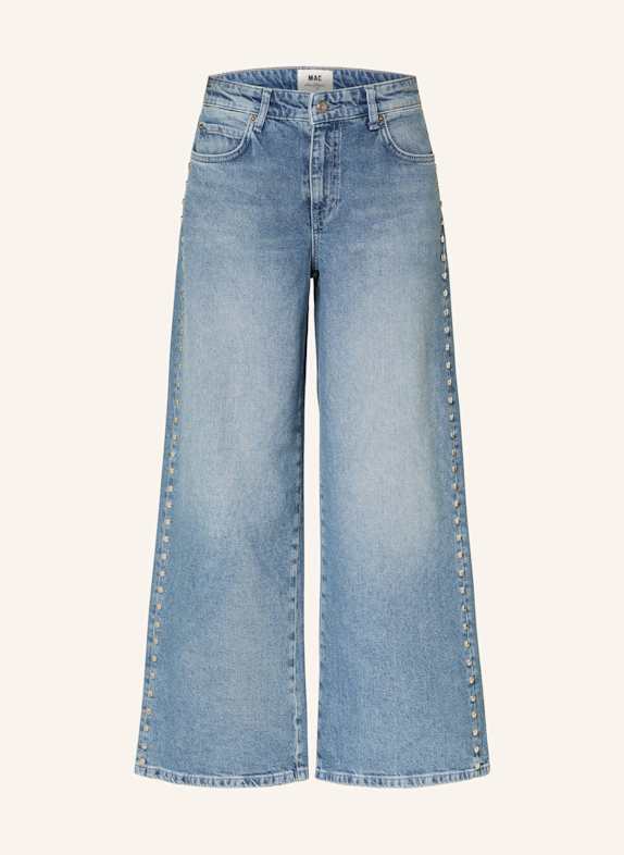 MAC Wide Leg Jeans NEVADA mit Nieten D470 sporty midblue