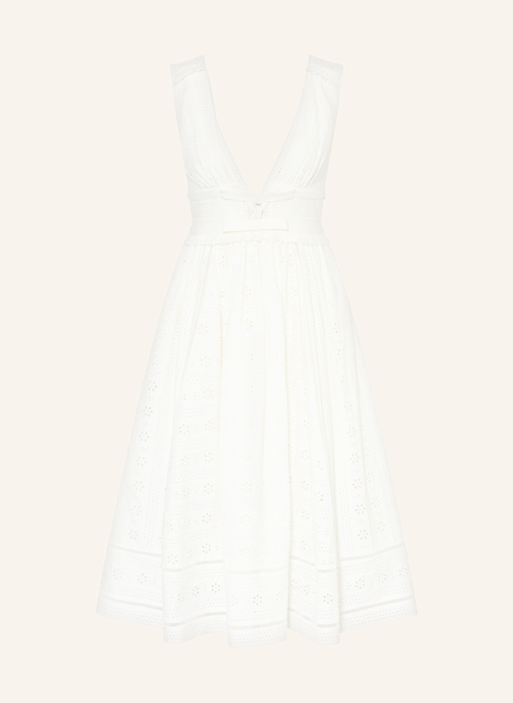 self-portrait Kleid aus Lochspitze mit Rüschen WEISS