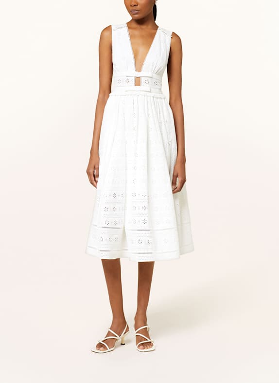 self-portrait Dress made of broderie anglaise with ruffles WHITE