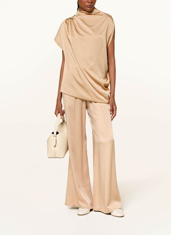 FABIANA FILIPPI Blouse-top van satijn met sierstenen GOUD