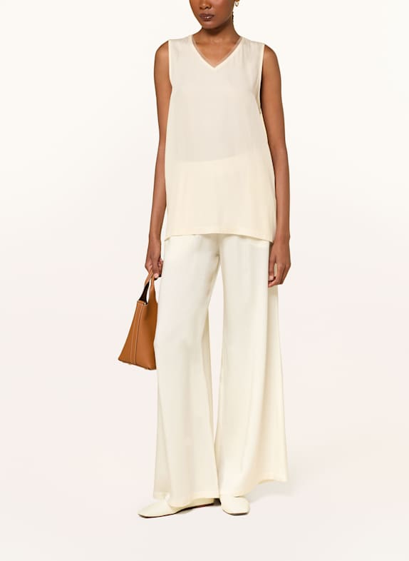 FABIANA FILIPPI Blouse-top van satijn met sierstenen CRÈME