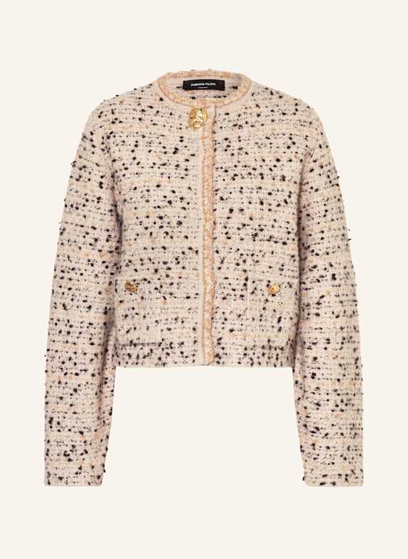 FABIANA FILIPPI Kastenjacke aus Bouclé BEIGE/ SCHWARZ/ BRAUN