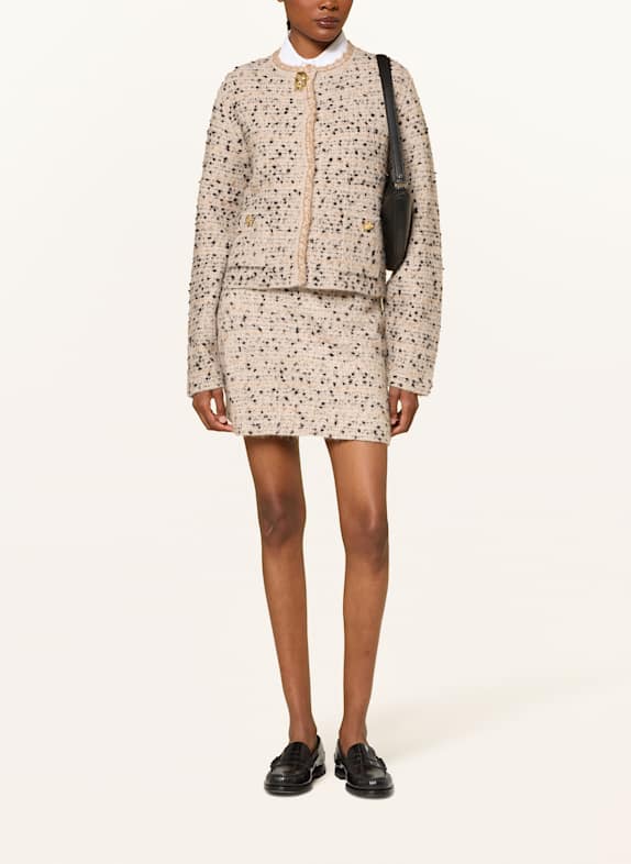 FABIANA FILIPPI Kastenjacke aus Bouclé BEIGE / SCHWARZ / BRAUN