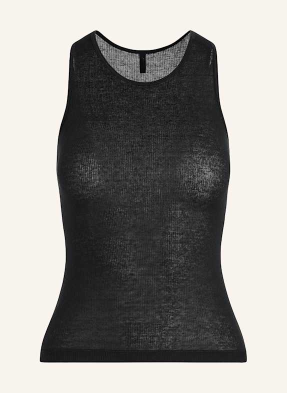 SKIMS Pohodlný domácí top SHEER COTTON ČERNÁ