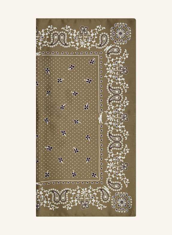 LONGCHAMP Seidentuch FRENCH BANDANA KHAKI/ DUNKELBLAU/ WEISS