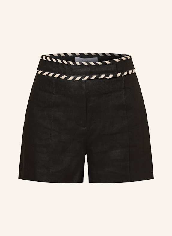 REISS Leinenshorts FAWN SCHWARZ