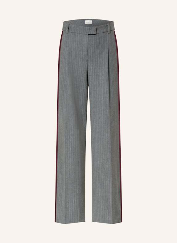 SEDUCTIVE ARTA wide leg trousers with tuxedo stripe DARK GRAY/ LIGHT GRAY/ DARK RED
