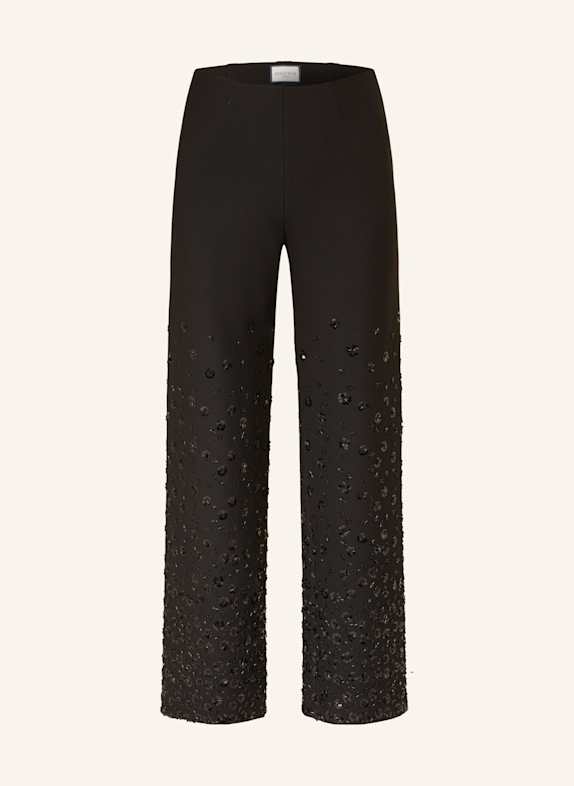 SEDUCTIVE Wide leg trousers KIMBERLY with sequins BLACK